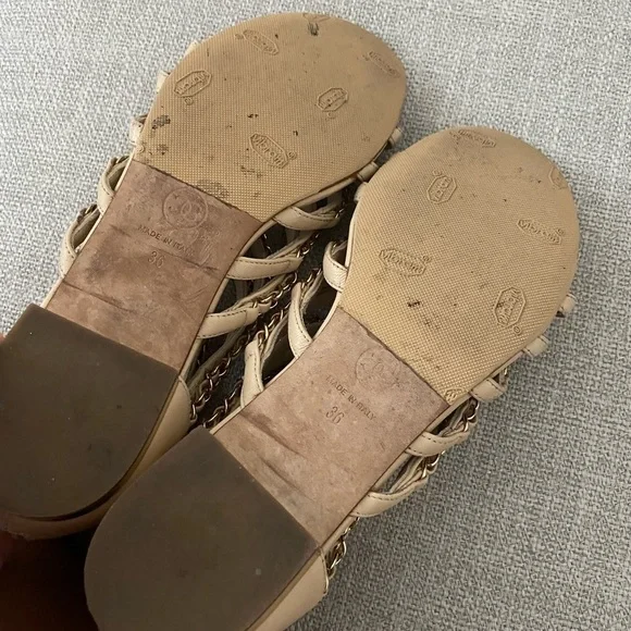 Chanel chain gladiator sandals